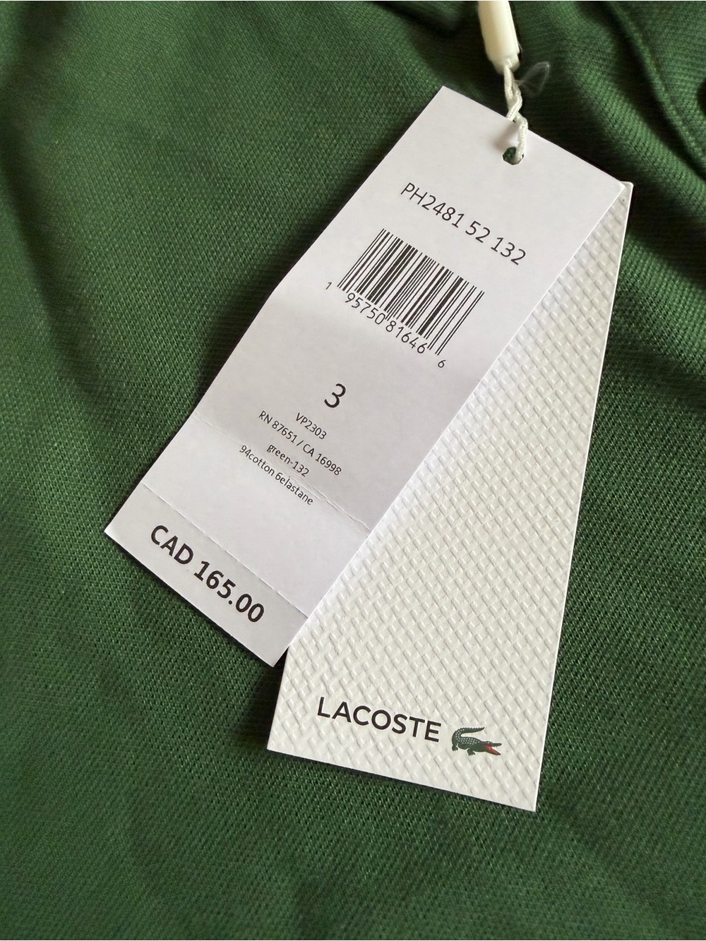 LACOSTE LONG GREEN POLO SMART PARIS NWT - Picture 2 of 6